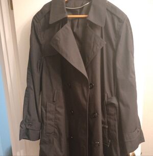 Classic Black Double-Breasted Trench Coat - Men's. Military Coat